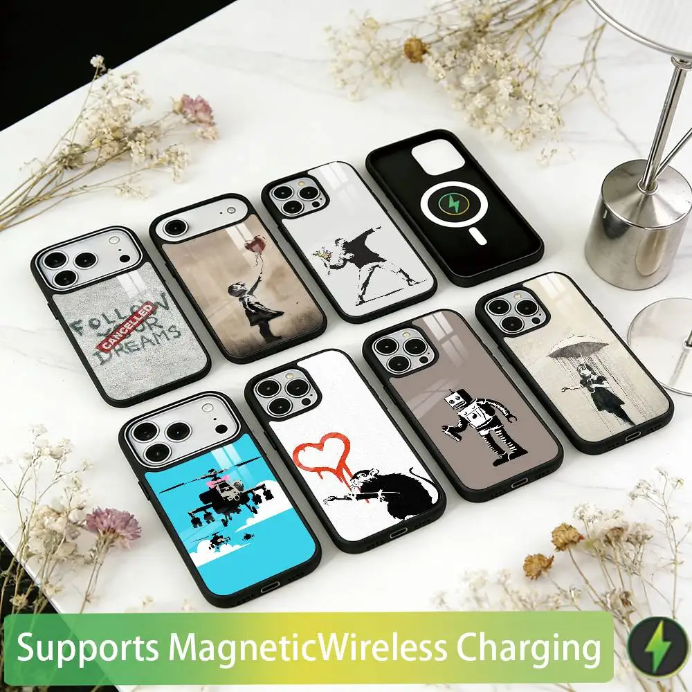 G-Graffiti Artist B-Banksy Phone Case For iPhone17,16,15,14,13,12,11 Plus,Pro Compatible with magnetic wireless charging