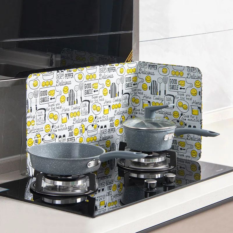 Kitchen Splash Guard High-Temperature Resistant Heat-Insulating Oil Shield Foldable Foil Grease Guard Hob Surface Protector