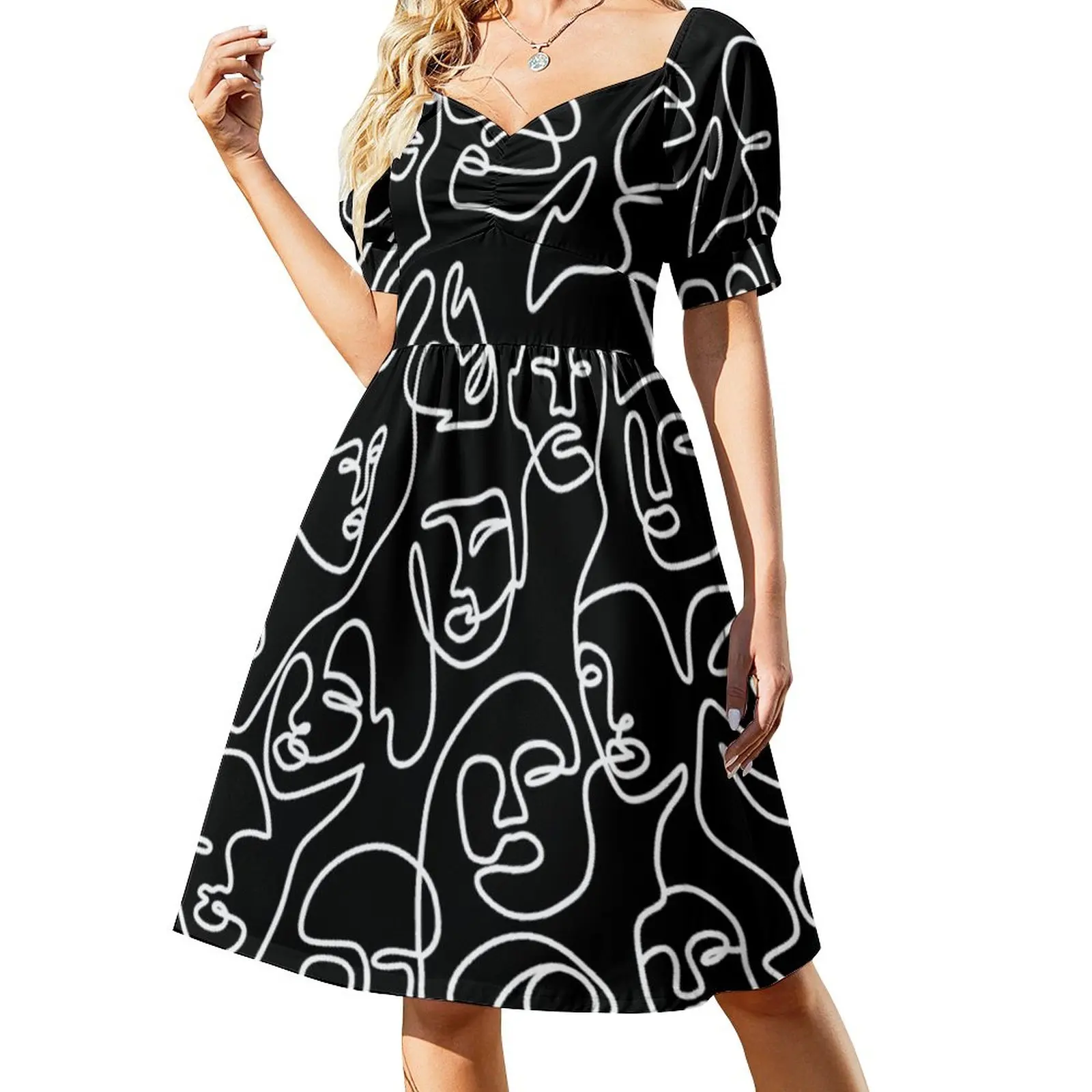 

Abstract line art faces - Modern art Sleeveless Dress elegant women's dresses sale women clothing 2023 new arrivals