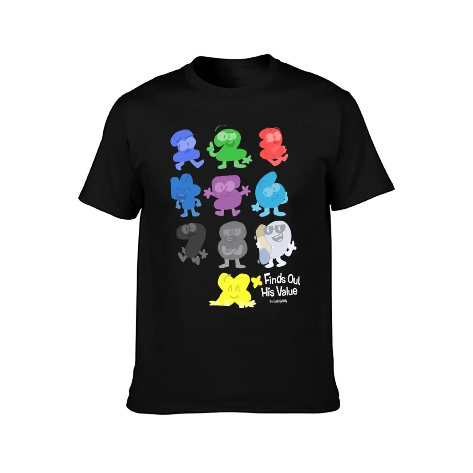 BFDI X Finds Out His Value Cast T-Shirt, Summer Casual Cotton Tee, Oversized Streetwear Tops, Vintage Graphic Print, 100% Cotton