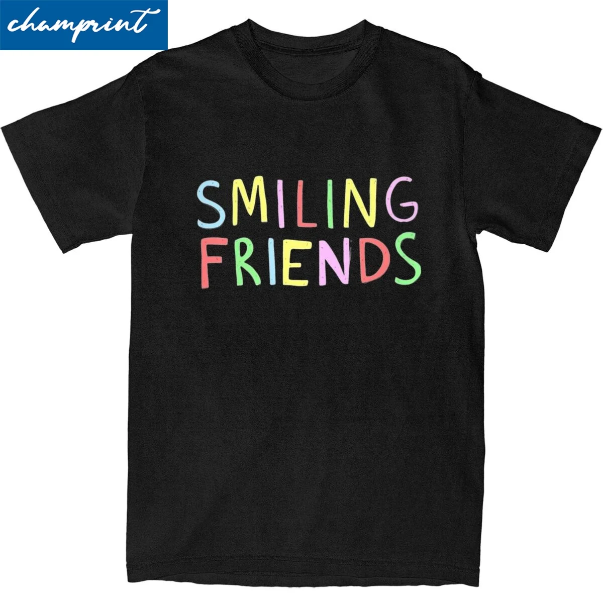 Men Women's Smiling Friends Logo T Shirt Cotton Clothes Novelty Short Sleeve Crewneck Tee Shirt Unique T-Shirts