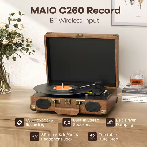 Maio C260 belt-driven Vintage gramophone device, vinyl record, turntable , high-fidelity stereo... product image