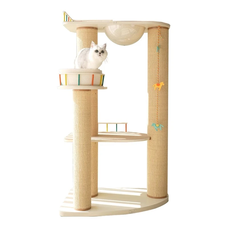 Household super scratch-resistant sisal solid wood cat climbing frame