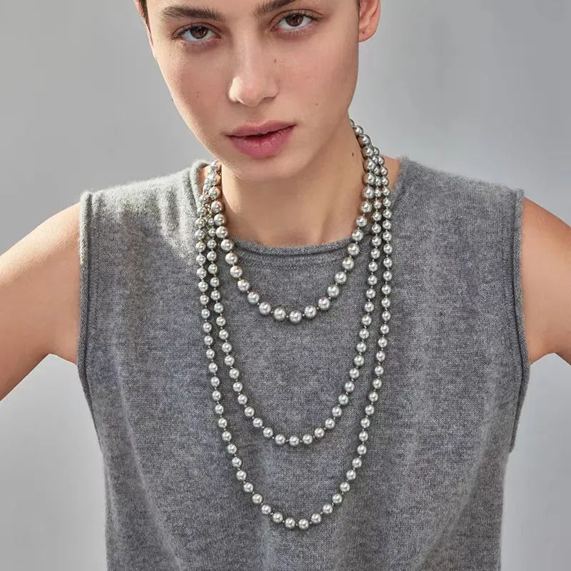 

Jenny&dave Jewelry Necklace Necklaces For Women Grey Pearl Long Necklace Sweater Chain For Women