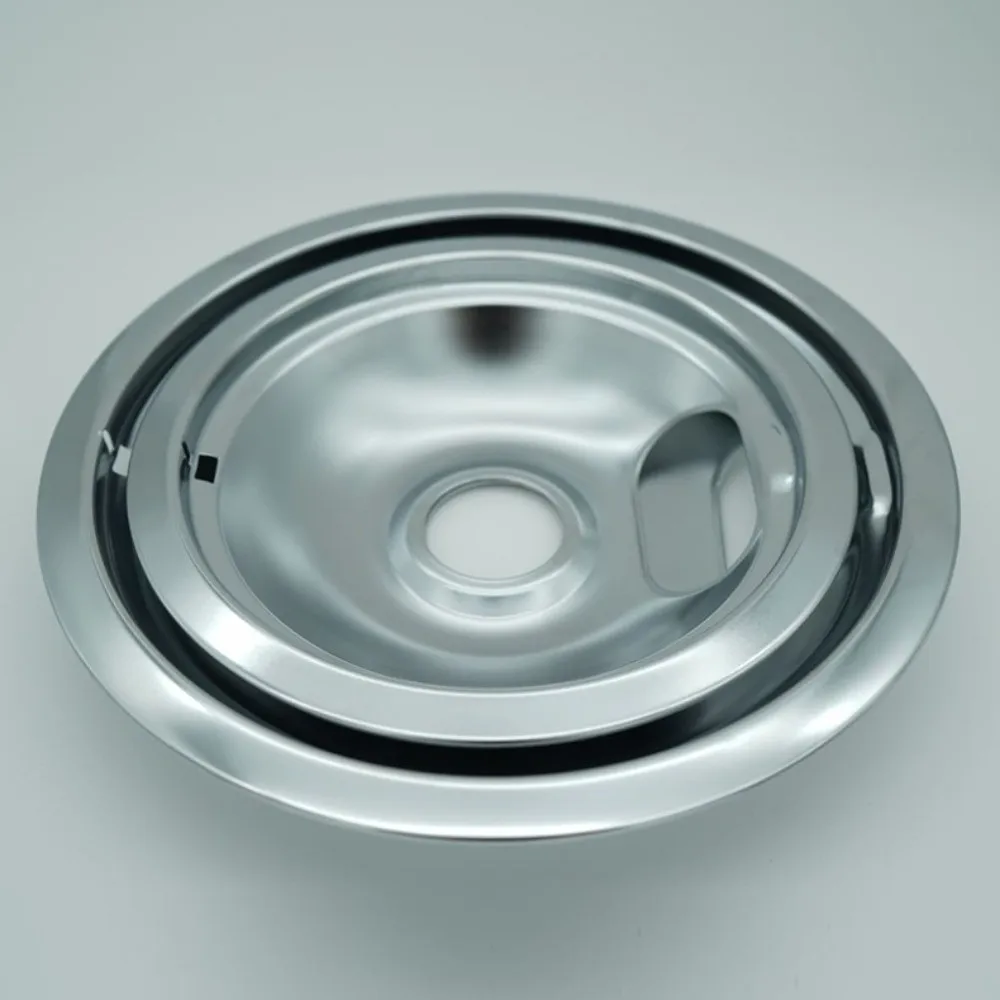 Chrome Plated Steel Drip Pans Set 8-Inch Size 6-Inch Size Replacement Drip Bowls Durable Universal Fit Burner Bowls Set