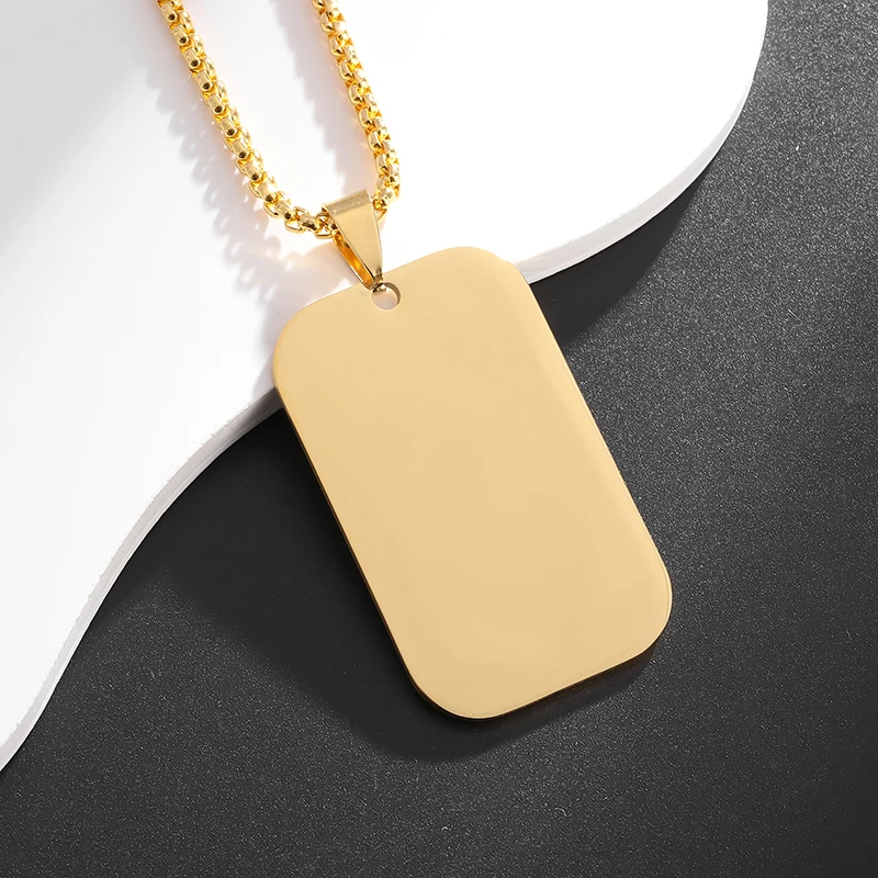 Hot Sale Pendant Smooth Plate Tag Men Retro Necklace Jewelry