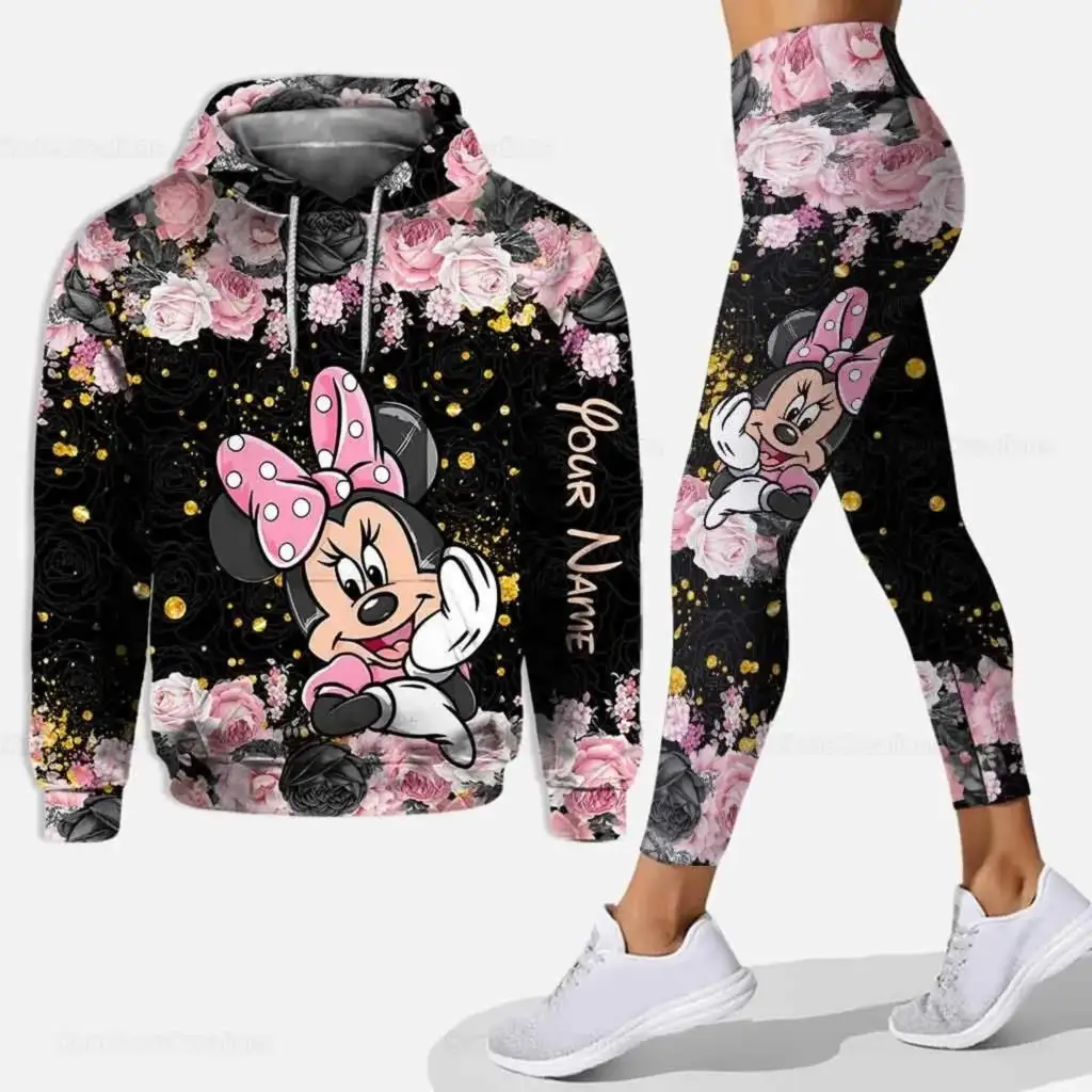 Conjunto deportivo 3D para mujer, pantalones de Yoga, conjunto deportivo de Yoga de Disney, ropa deportiva de moda esencial con capucha de fieltro y2k, novedad de 2024