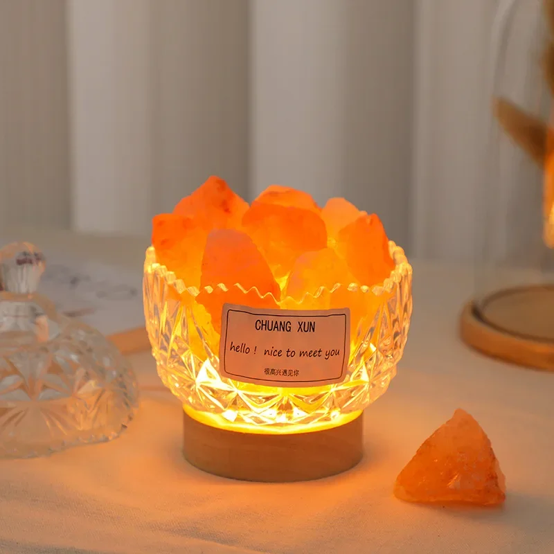 Flameless Aromatherapy Diffuser Stone, Crystal Mug, Night Light, Natural Orange Salt, Use Essential Oil Not Included