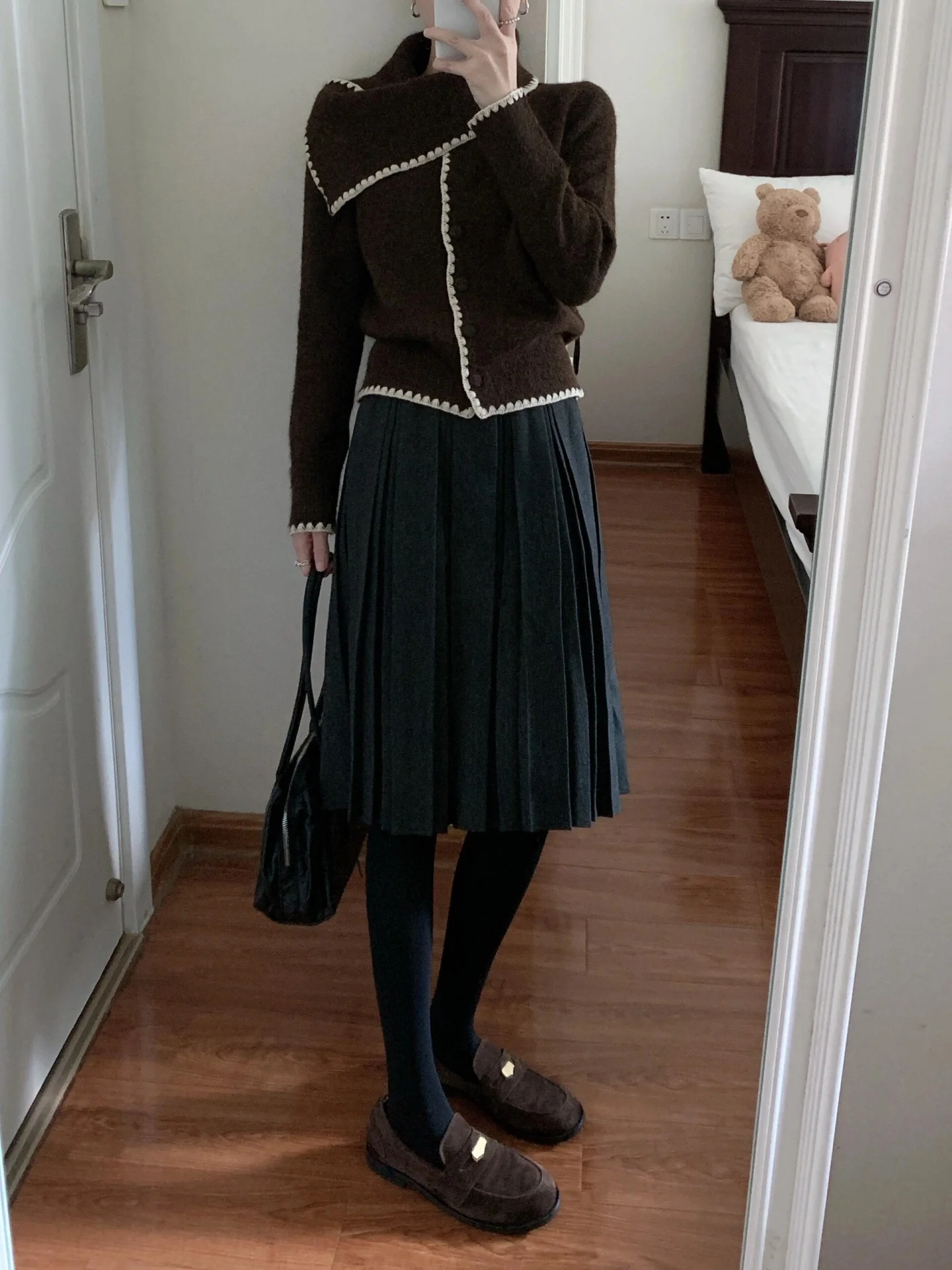 릴리스토 빈티지 컬러 블로 스웨터 여성용 레이지 슬레 니트 탑 겨울 디자인 네 스카프 롱 스웨 레귤러 핏