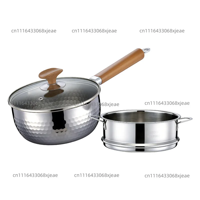Pure titanium hammer snow pan household small milk pan with steamer non-stick pan reinforced handle