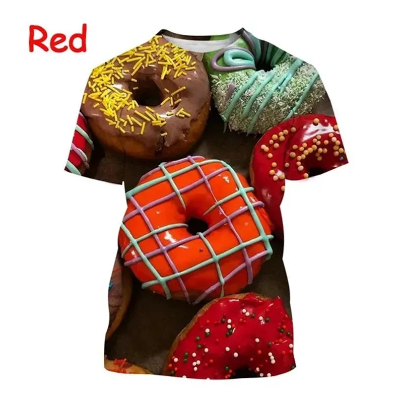 Hot Sell 3d Printed Doughnut T Shirt Men Women Cake Graphic T-shirts Fashion Harajuku Y2k Tshirt Street Short Sleeve Tees Tops