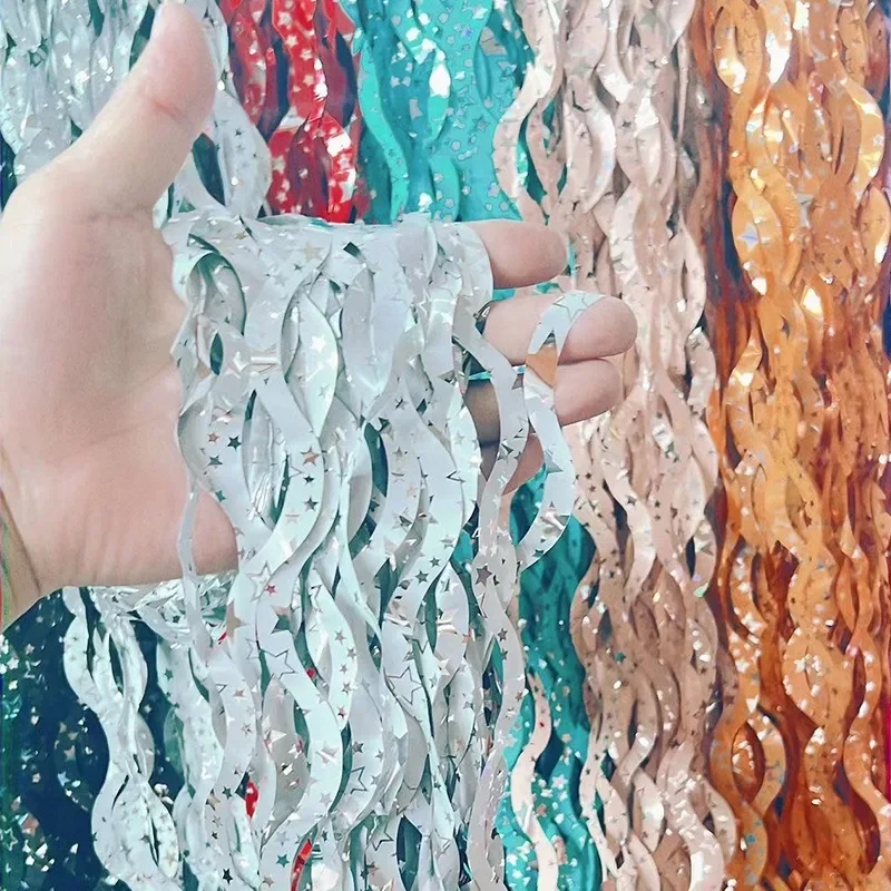 Colorful S-shaped Rain Curtain Mermaid Party Decor Wedding Bridal Shower Decor Happy Little Mermaid Girl Birthday Party Garland