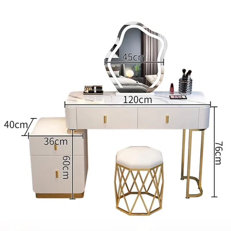 Nordic Luxury Vanity Table Classic Vintage Simple Storage Vanity Desk Modern European Meuble Coiffeuse Chambre Furniture