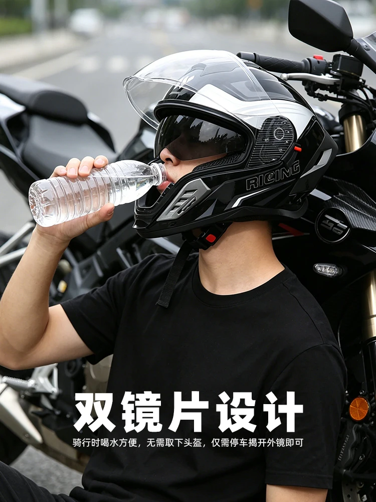WTCX Motorcycle Helmet Full Face DOT Certified Convenient Water Helmet for Comfortable Riding Experience