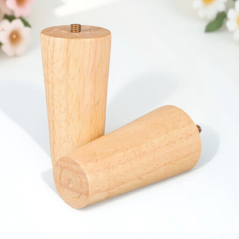 

4pcs Wooden Furniture Legs Solid Natural Wood Smooth Surface Floor Protection Pads For Sofa Table Cabinet Chair Tapered Design