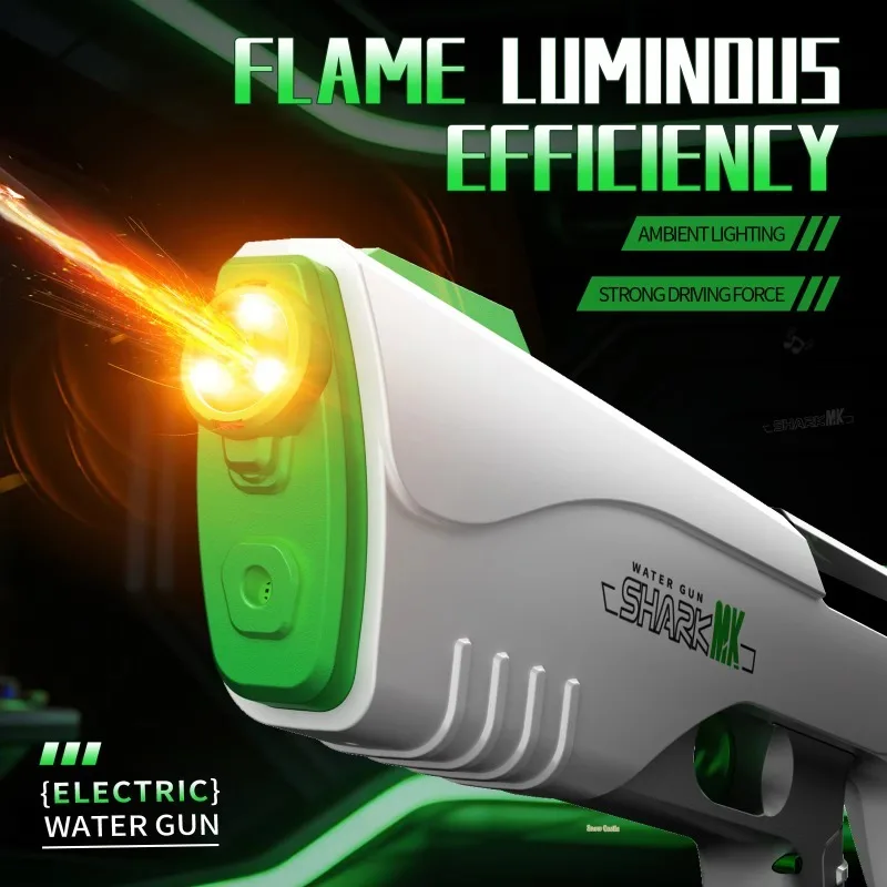 2026 Children Electric Water Gun with Light Up Rechargeable Automatic Absorb Water Shark Burst Blaster Summer Outdoor Pool Toys
