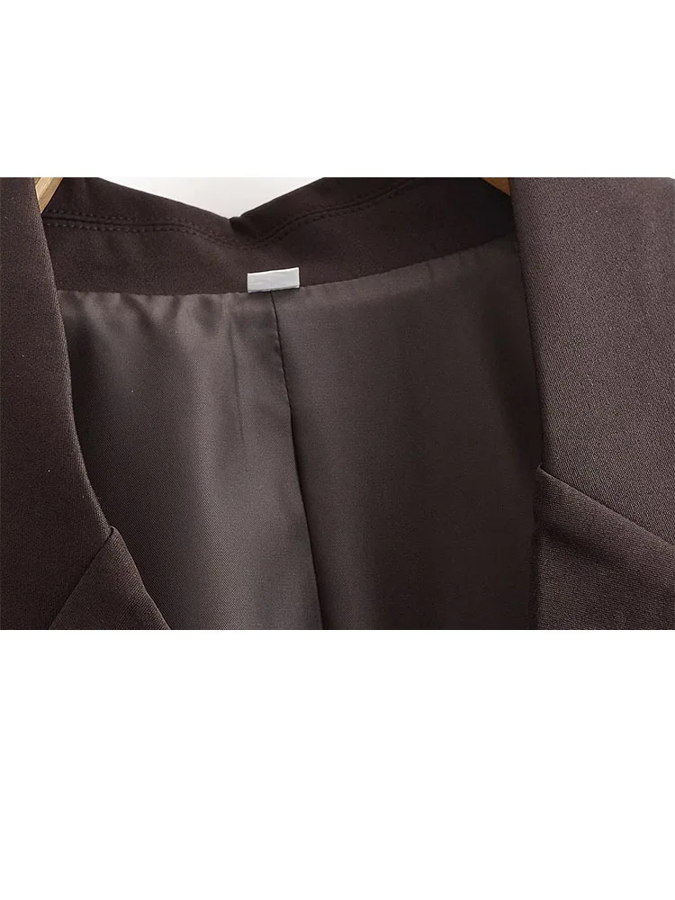 HH femme printemps revers manches longues poche décoration Double boutonnage rétro Blazer + Culottes femme rue mode deux pièces ensemble