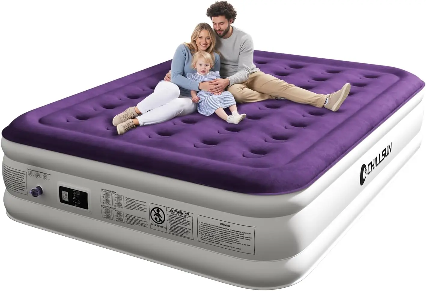 

18" Queen Air Mattress with Built-in Pump, 650lbs Max, Inflatable Bed for Camping & Home, Puncture Resistant, Quick Setup