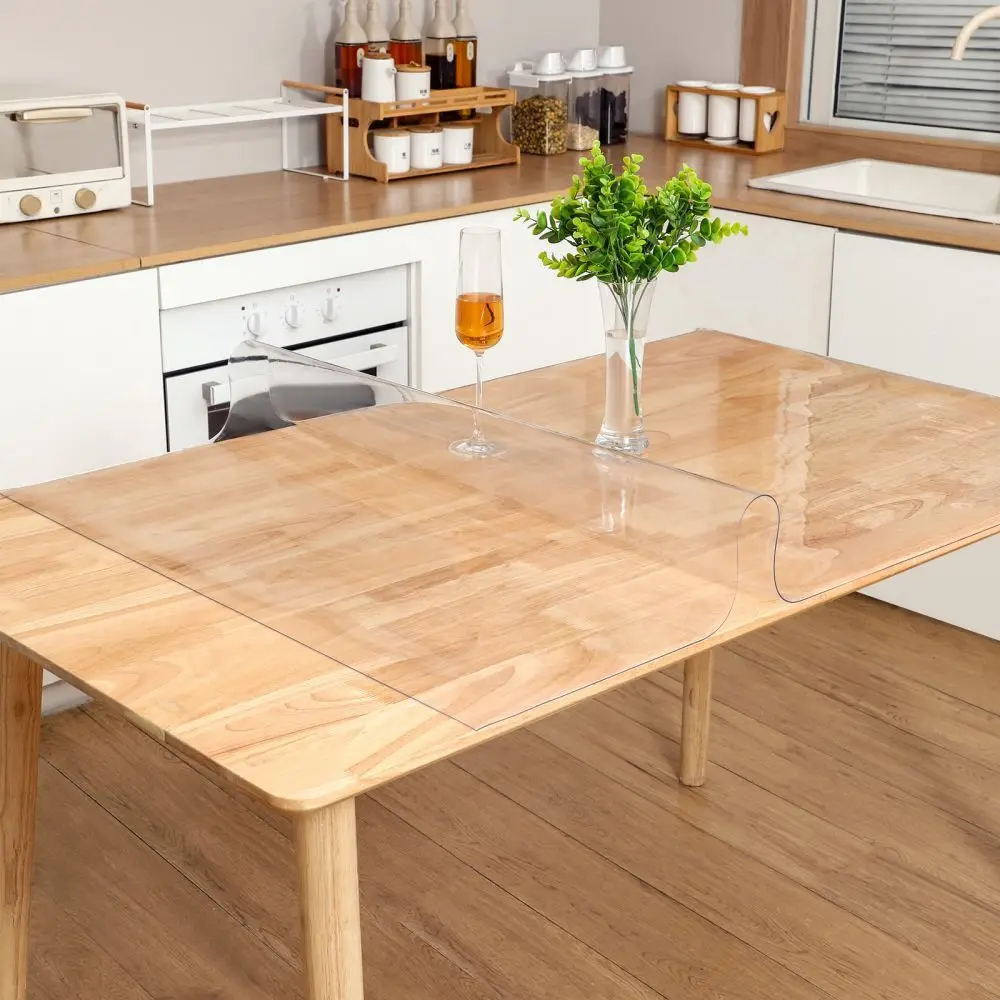 [Eco-Friendly Material] Transparent PVC Tablecloth 0.25mm Thick, Waterproof and Heat-Resistant, Reusable, Suitable for Multiple