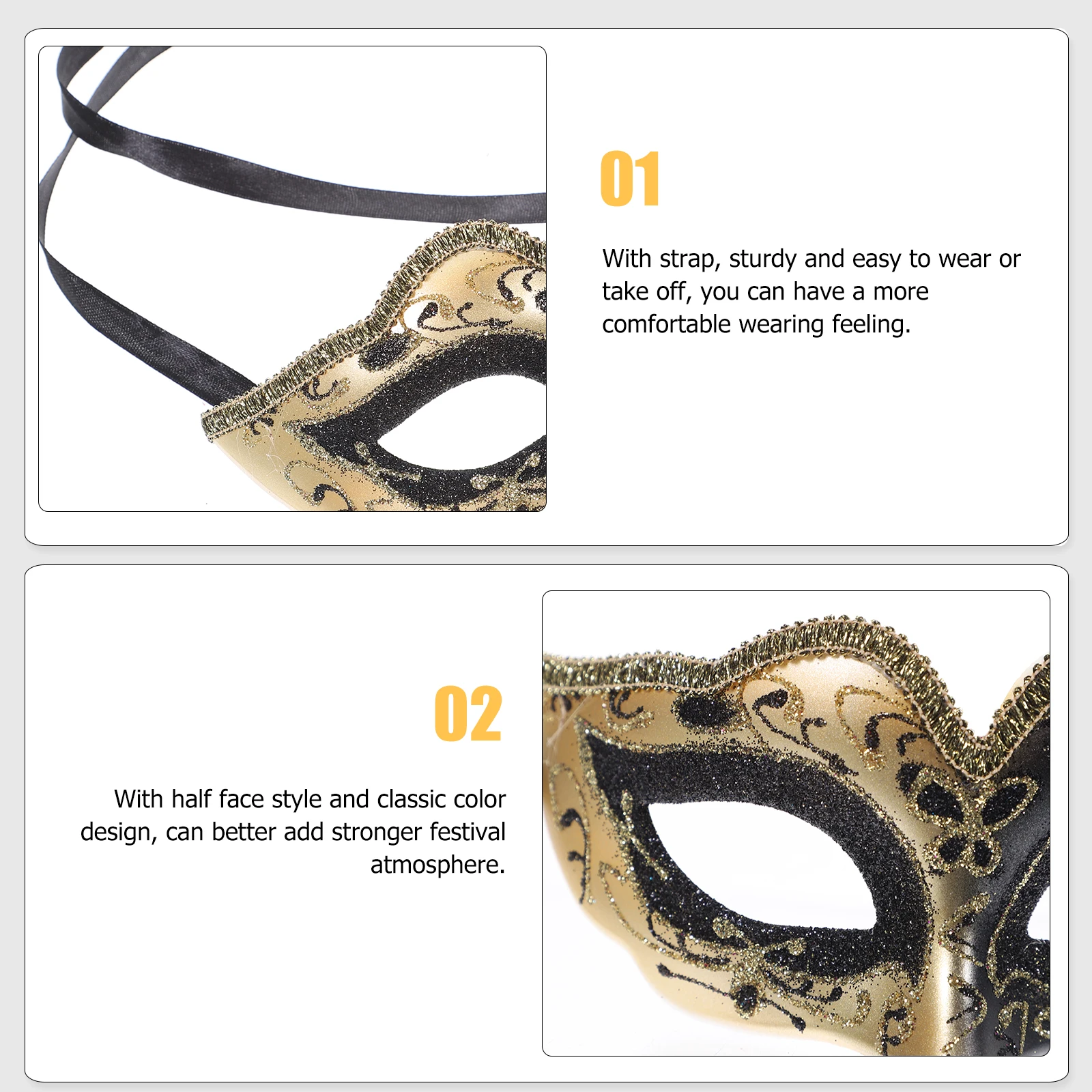 

Plastic Half Face Mask Halloween Party Masquerade Kids Costume Decorative Creative Festival Mask Strap Comfortable Durable For