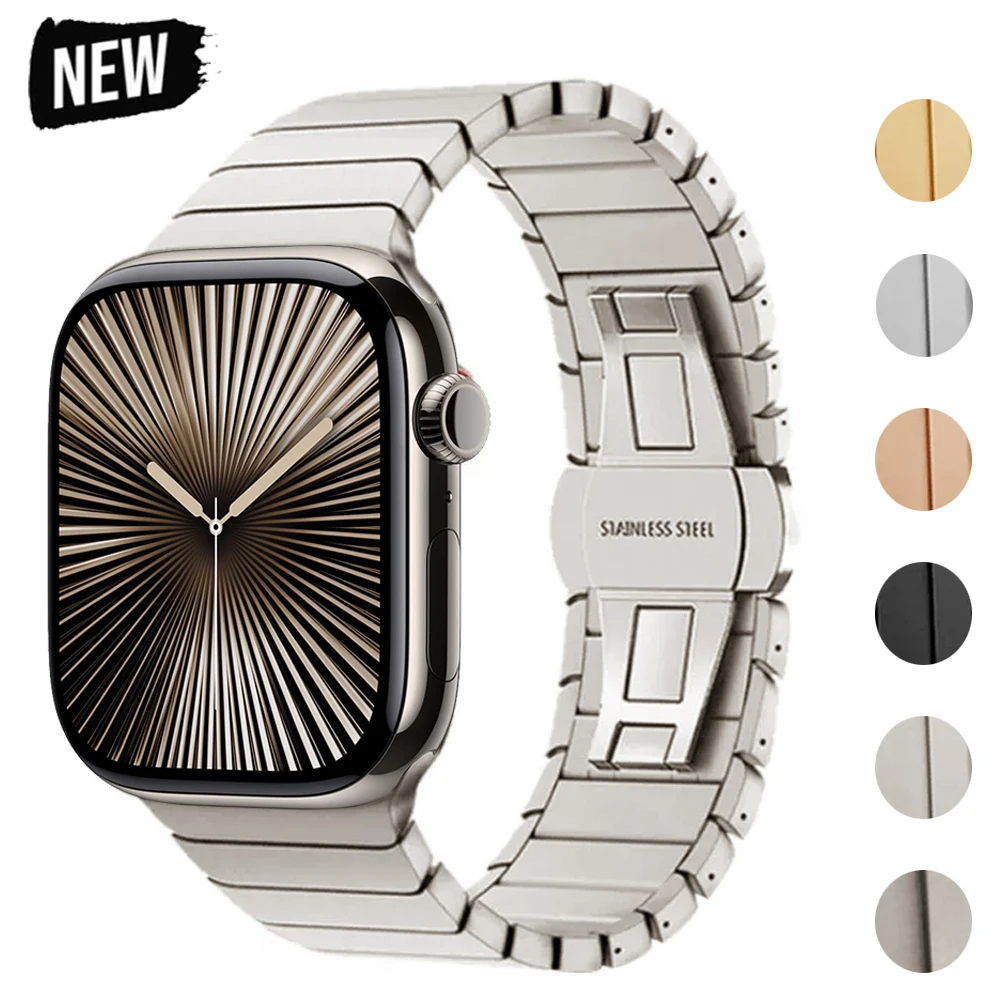 حزام معدني لساعة أبل 46 مللي متر حزام ساعة من الفولاذ المقاوم للصدأ لسلسلة Iwatch 11 10 Ultra 49 مللي متر 42/44/45/40 مللي متر كوريا الأعمال #1