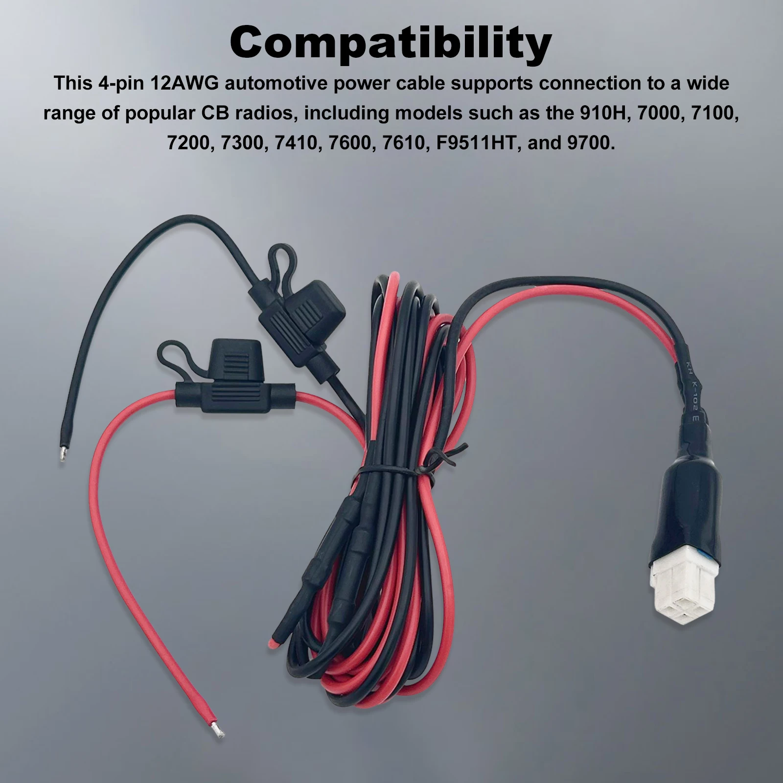 

4 Pin 12AWG DC Power Cable for Kenwood TS-480 TS-590SG TS-890s for Icom IC-7000 IC-7200 IC-7600 IC-7300