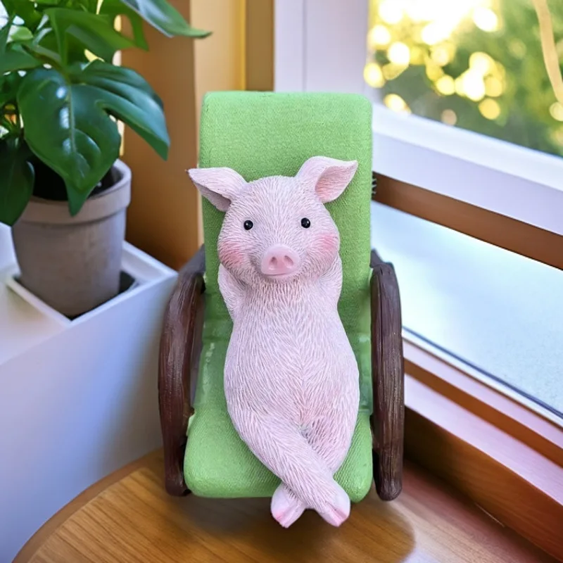 Rocking Chair Lying Rabbit Resin Ornamental Outdoor Courtyard Garden Landscape Layout Simulated Animal Sculpture Decorations