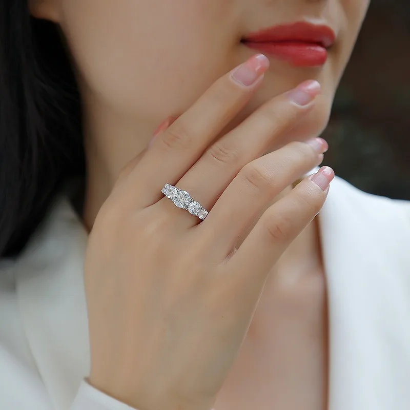 Five Stone 1CT Certified Moissanite Ring 925 Sterling Silver Elegant Women Engagement Wedding Fine Jewelry Promise Gift