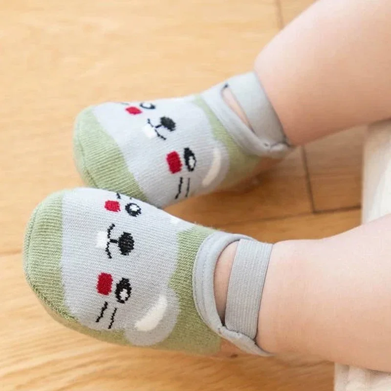 

Нескользящие детские носки-тапочки с милыми животными, мультяшные носки-лодочки для новорожденных, первые шаги, 0-1 год, для мальчиков и девочек, хлопковая обувь