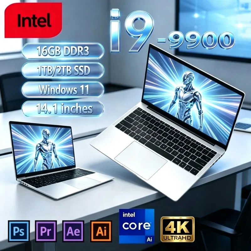 2026 New Ultra Compact 14.1" Notebook I9-9900 Win11 120Hz FHD IPS 16/32GB RAM 2TB SSD Backlit Keyboard Business PC