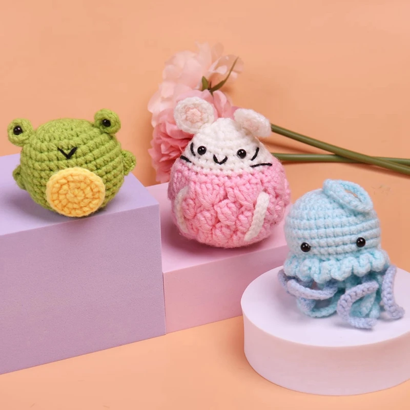 Set Of 3 With Step-By-Step Video Tutorials Crochet Animal Kit Beginner Crochet Kit For Kid And Adults