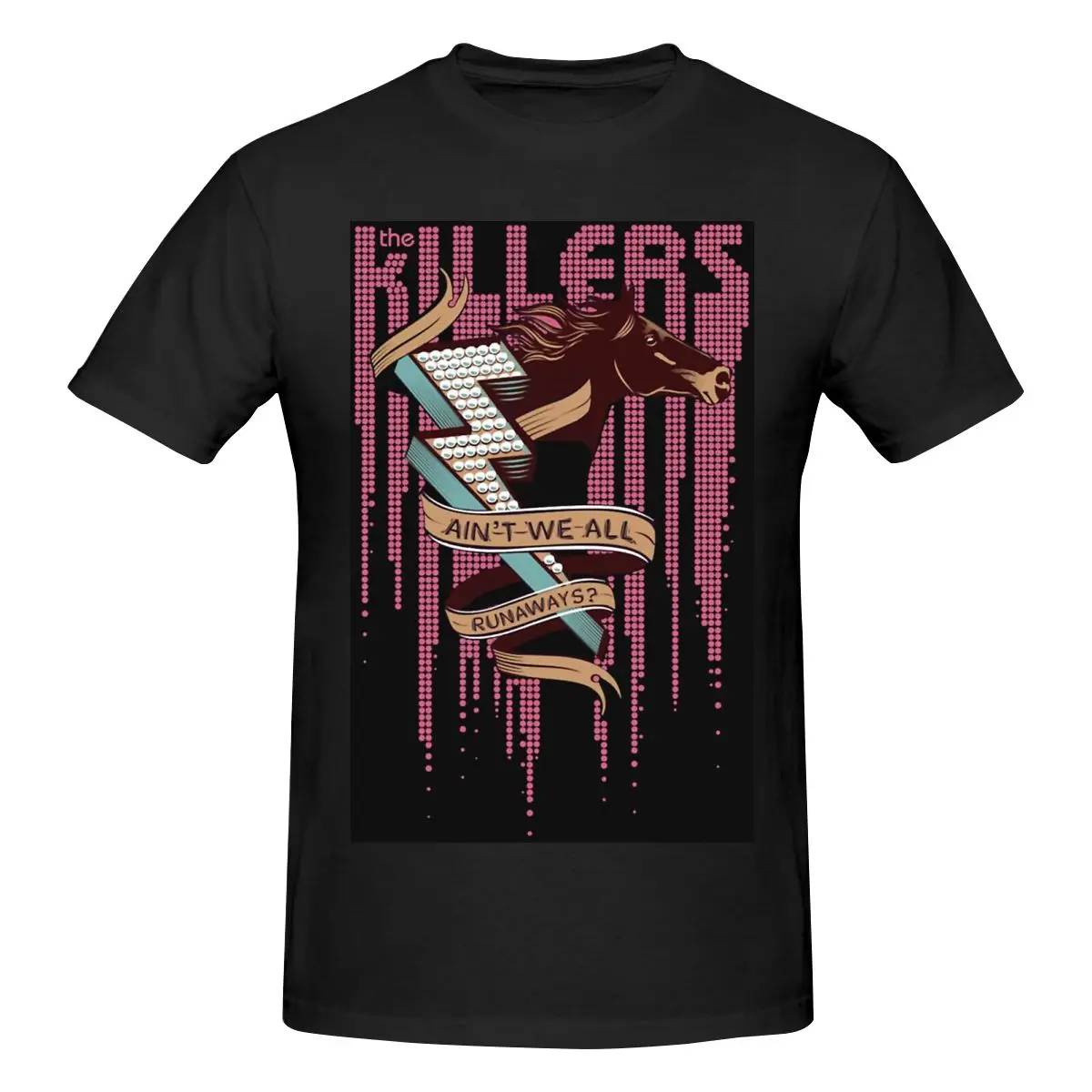 Camiseta de manga corta 100% de algodón para hombre, Camiseta holgada de The Killers We All Runaways