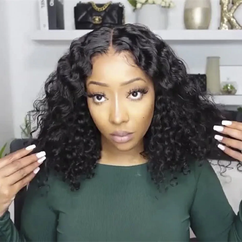 

6x4 HD Lace Closure Glueless Wig Pre-Cut Lace Human Hair Wigs Ready To Wear Deep Wave Human Hair Wigs Wear And Go 180% Density