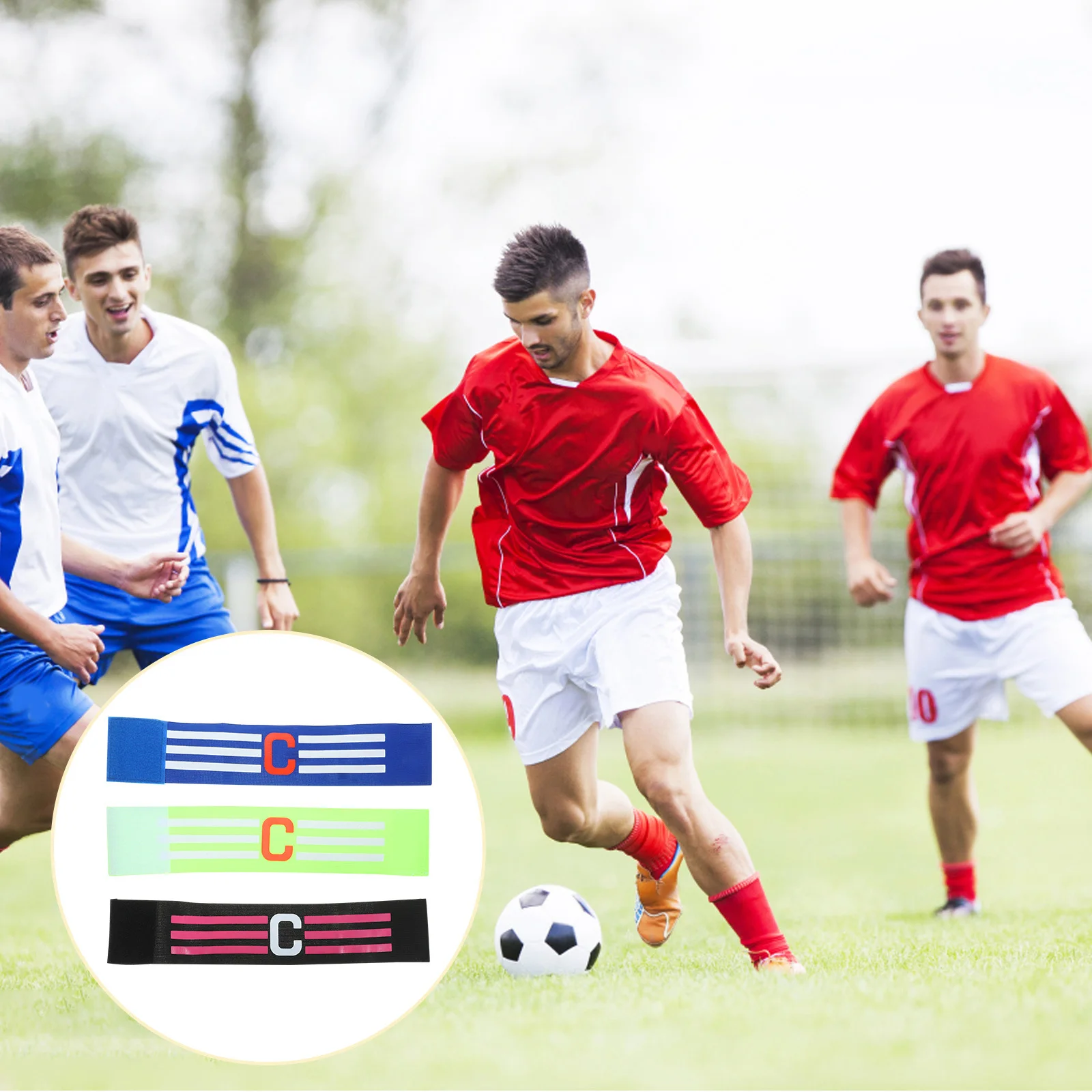 

3Pcs Football Captain Armband Adjustable Durable Wear-Resistant Sports Band for Soccer Basketball Leader Armbands