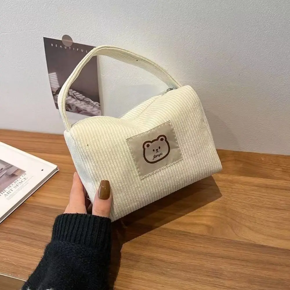 

Durable Corduroy Handbag Soft Large Capacity Cosmetic Bag Makeup Bag Women