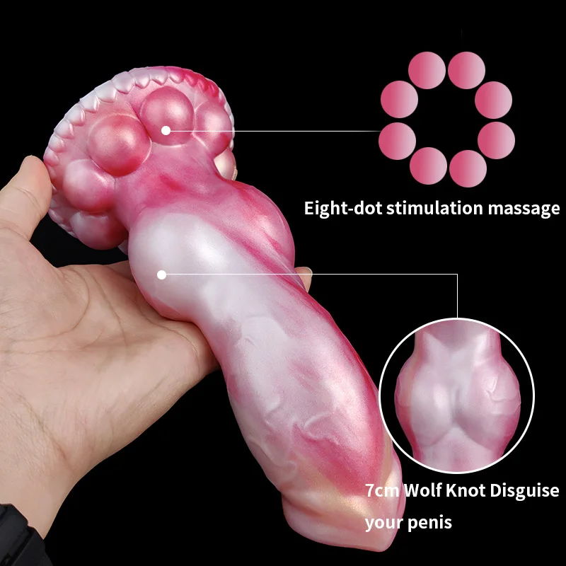 YOCY Realistic Dog Knot Penis Sleeve  G-Spot Stimulator Cock Sheath Soft Silicone 16.5cm Useable Animal Dick Wearable Adult Game