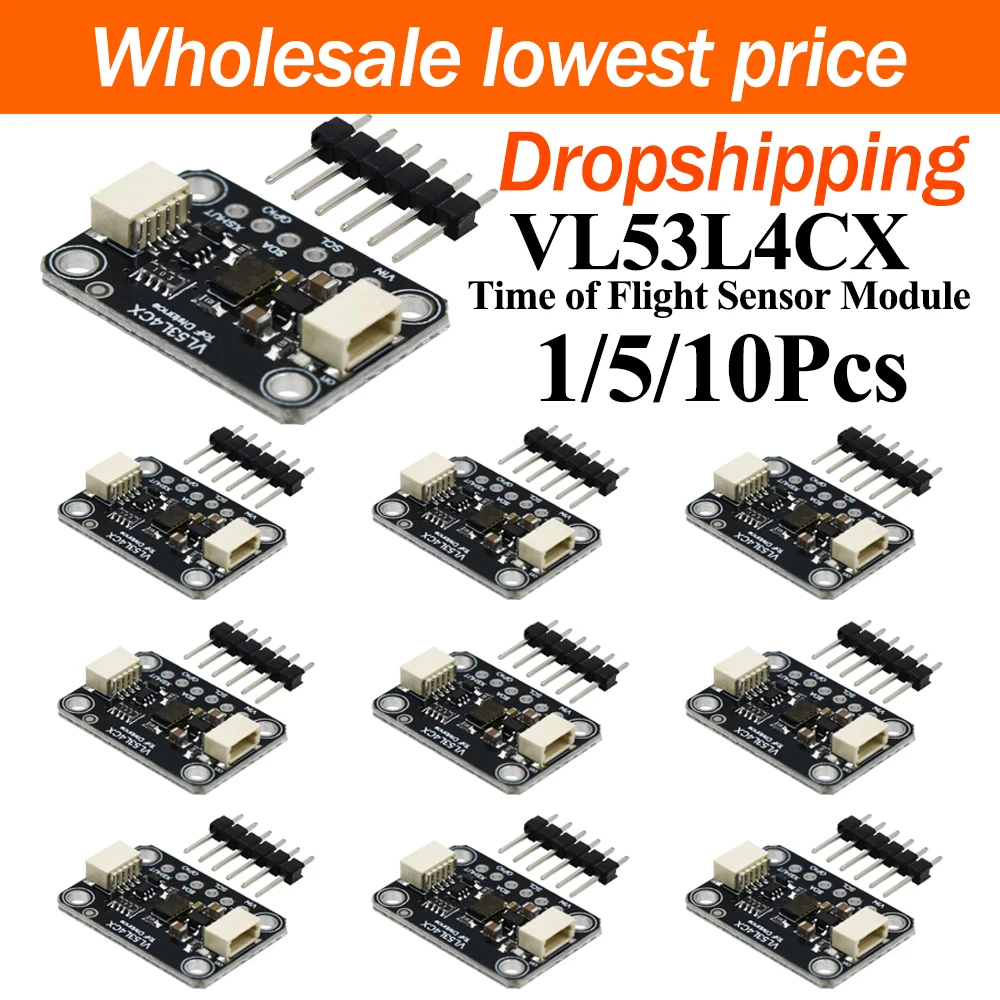 1/5/10Pcs 5425 VL53L4CX Time of Flight Distance Sensor Module 1‑6000mm ToF Ranging Module Compatible With STEMMA QT Qwiic