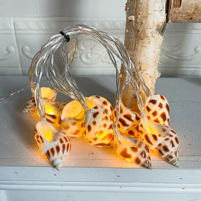 TKOH-Guirnaldas de luces con temática de playa, conchas y conchas LED, luces decorativas, luces navideñas y luces de ambiente