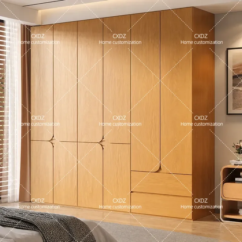 Oak Solid Wood Wardrobe 60cm Deep Storage Cabinet Japanese Style Bedroom Furniture Log Design Segmented Closet Organizer