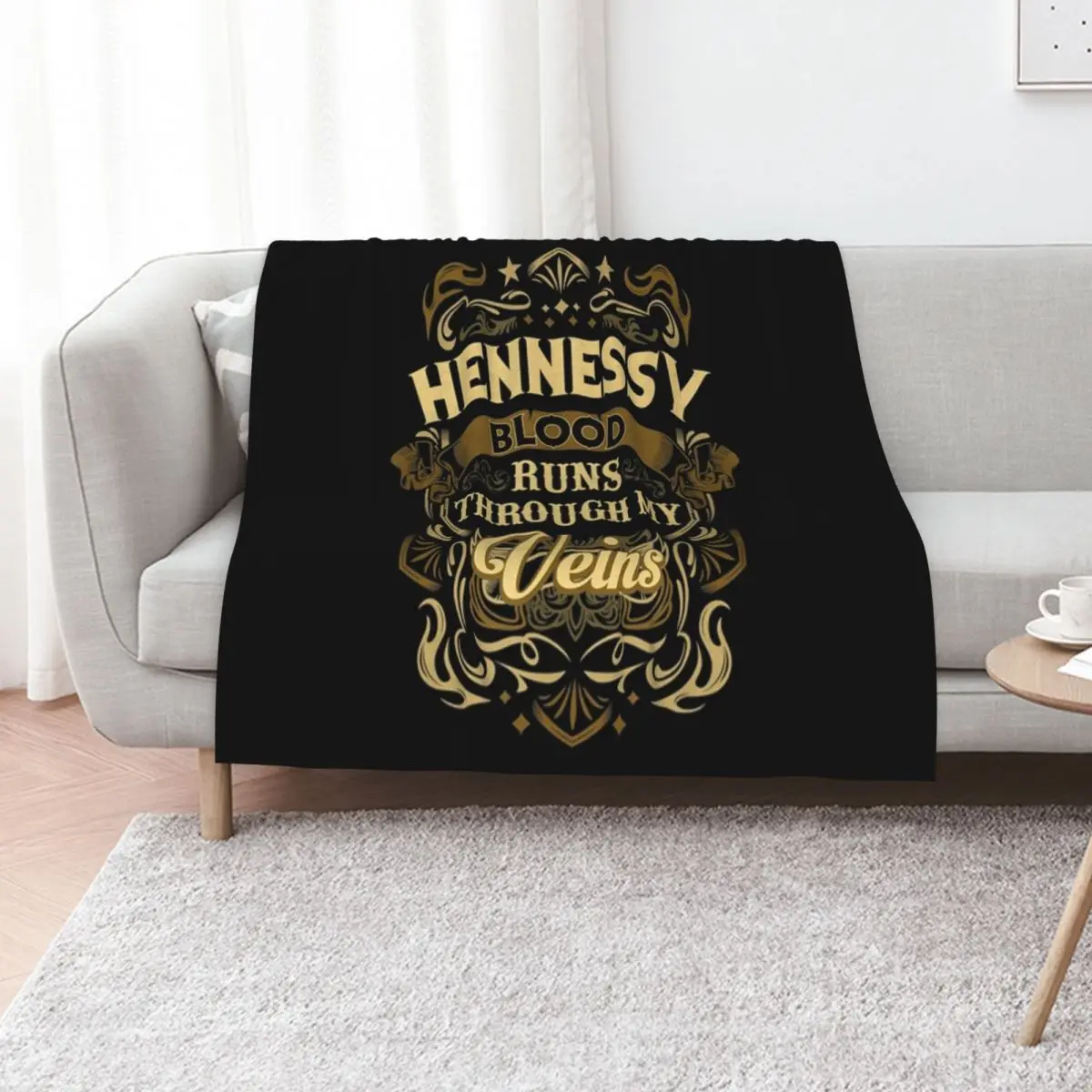 

HENNESSY Blood Thru My Veins Throw Blanket Summer Beddings Shaggy Heavy Designers Blankets