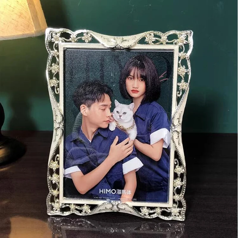 Silver White Zinc Alloy Photo Frame, Nordic Style, Room Decors, Aesthetic Photocard, XC093b, 6 