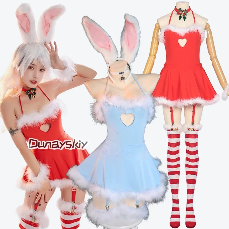 CosplayFurry Rabbit Cosplay Women's Sexy Dresses Custumes S-XL Hollow Halter Kawaii Lolita Skirt French Maid Anime Role-play Par