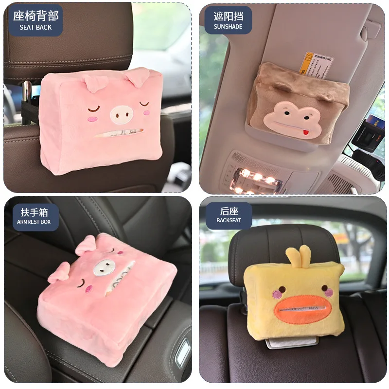 Caja De reposabrazos Para coche, Caja De pañuelos con dibujos animados, bonito cartón De bombeo, decoración colgante, accesorios creativos, Caja De Pañuelos Para Vehículos