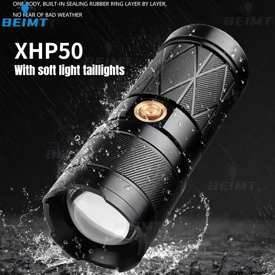 

White laser Bright Led Double Head ABS Flashlight Waterproof Rechargeable Zoomable Torch Work Light Spotlight Floodling Lantern