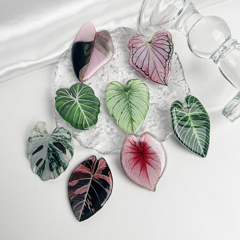 8pcs New Popular plant leaves acrylicre Frigerator magnets decorative patchacrylic simulation of green leaves For plant hobbyist