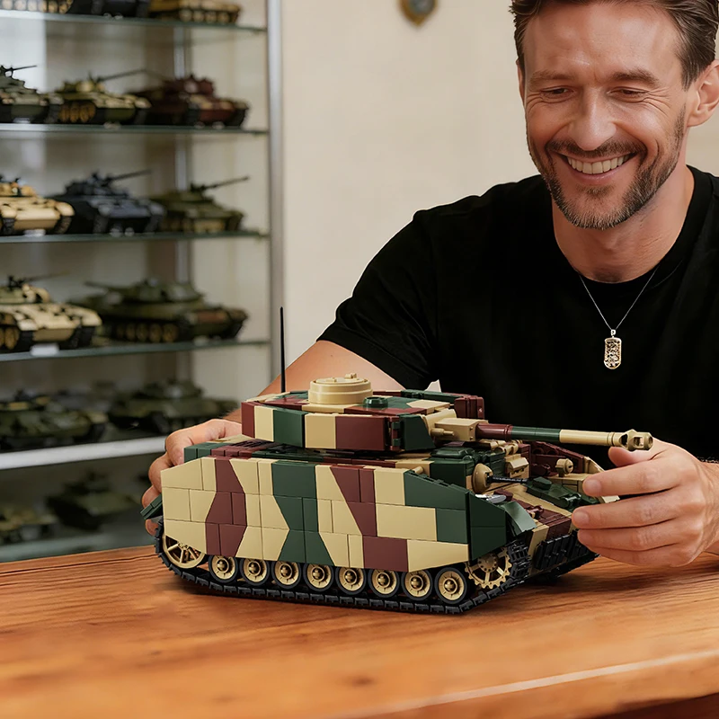 DIY MOC Military Army Main Panzer IV H Heavy Tank Battle Soldier Building Blocks Bricks Set For Adult Gifts Armored Vehicle view 4