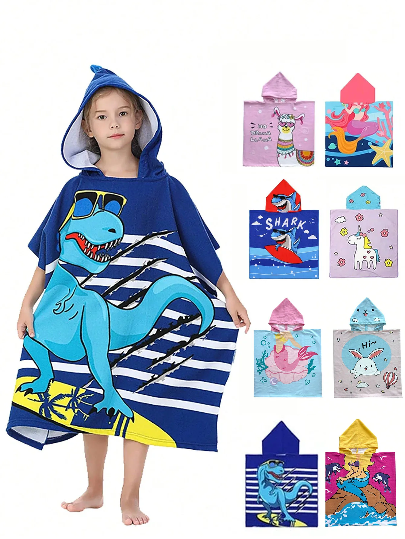 Animal Cartoon Printed Bathrobe Hooded Design Super Absorbent Suit For Beach Pool Essentials for Seaside Camping For Boy or Girl
