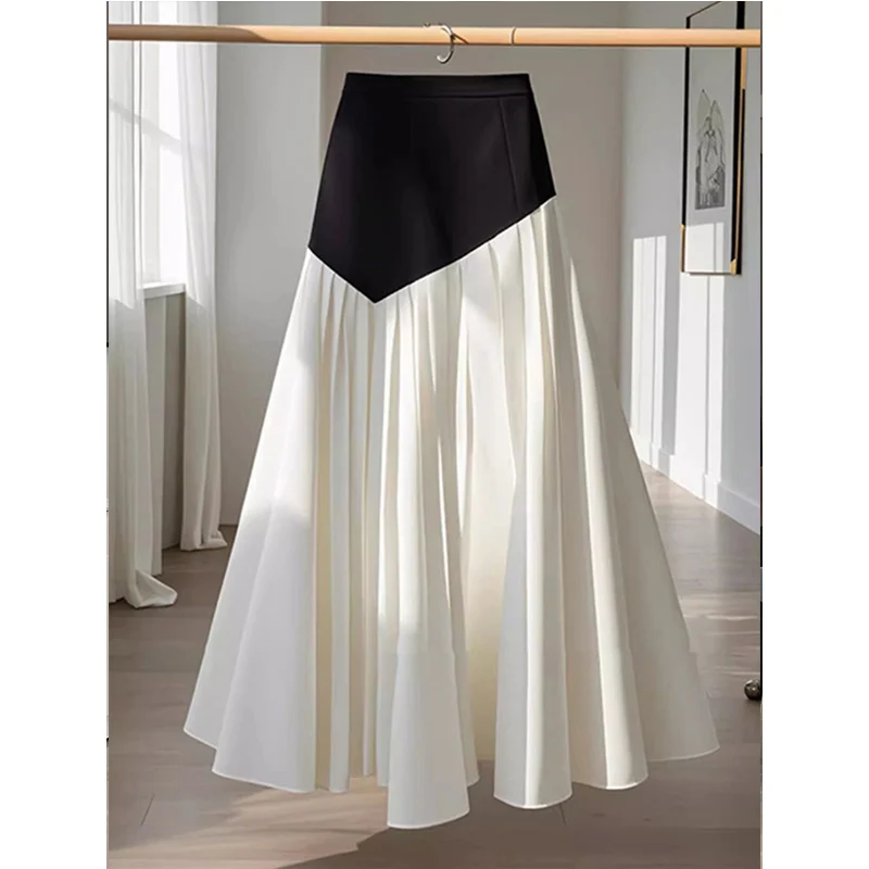 

Новая модная темпераментная юбка трапециевидной формы с высокой талией, женская весна-лето, элегантная лоскутная плиссированная юбка с нерегулярной эластичной резинкой на талии