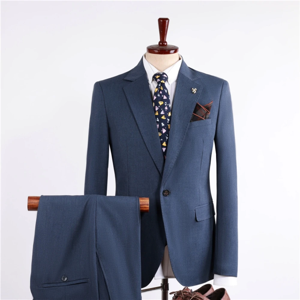 Smooth One Button Suit Set For Men Two Pieces Vintage Plus Size Celebrity Tuxedo Modern Groom Wear Interview In Stock Outfit