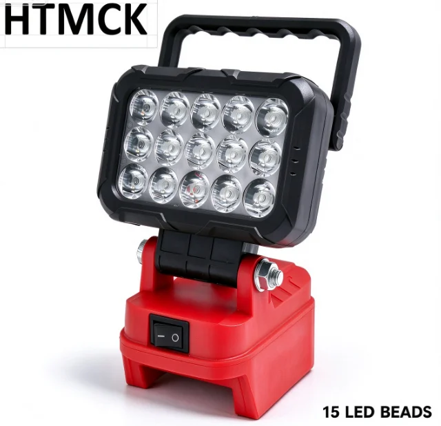 HTMCK LED Light For Milwaukee Battery M-18 3In Portable Spotlight Cordless Outdoor Work Fishing Handheld Emergency Tool Light